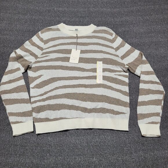 A New Day Sweater Womens Small Zebra Striped Pullover Lightweight Crewneck Knit - Picture 1 of 8